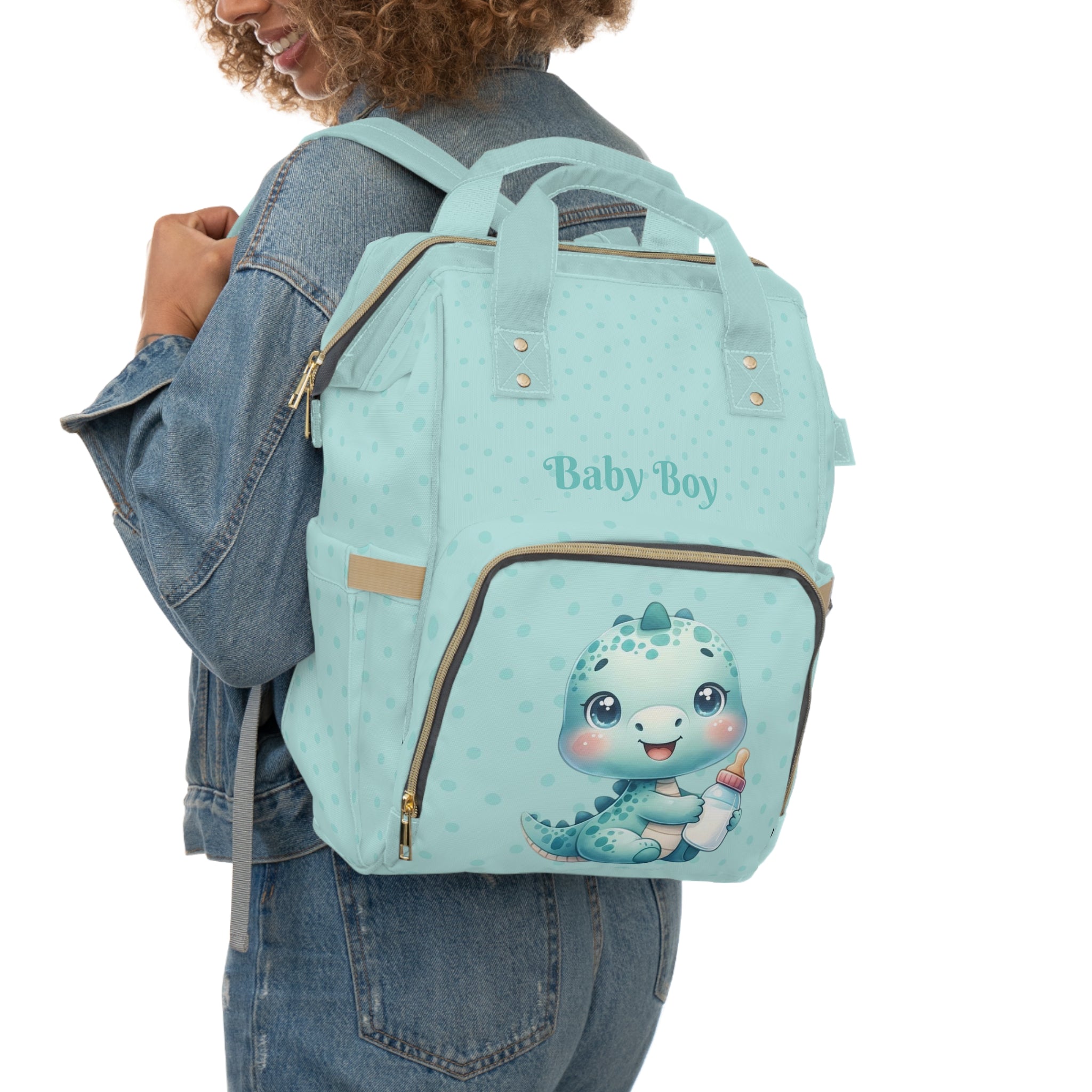 Boys Dinosaur Baby Diaper Backpack with "Psalm 139:14" Scripture