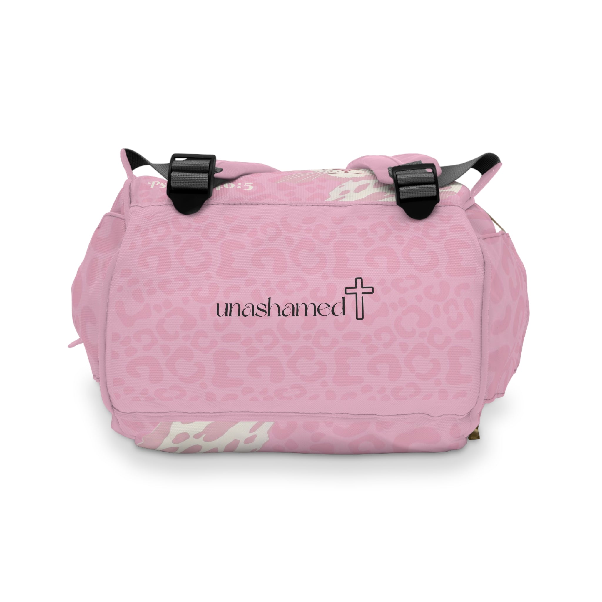 Girls Leopard Baby Diaper Backpack with "Psalm 46:5" Scripture