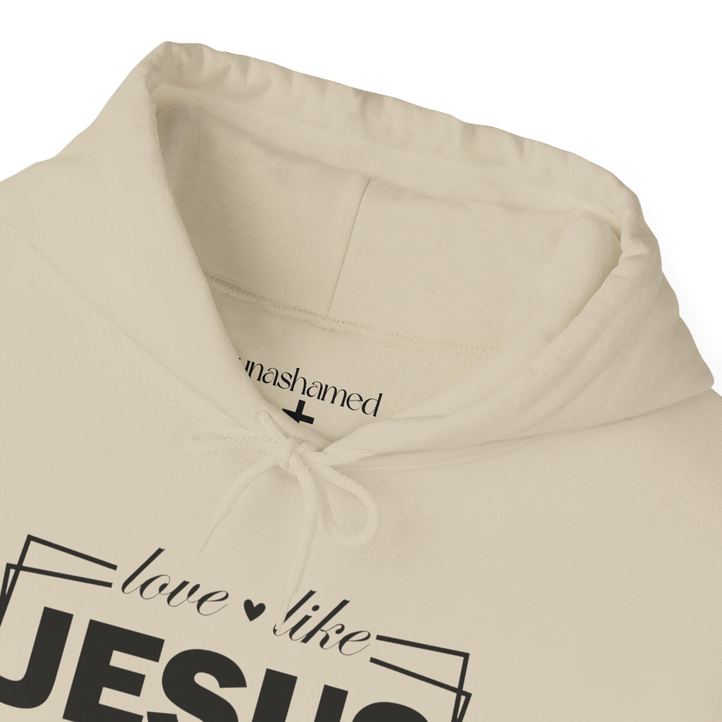 Love like Jesus Hoodie | Faith Christian Heart Sleeve Design
