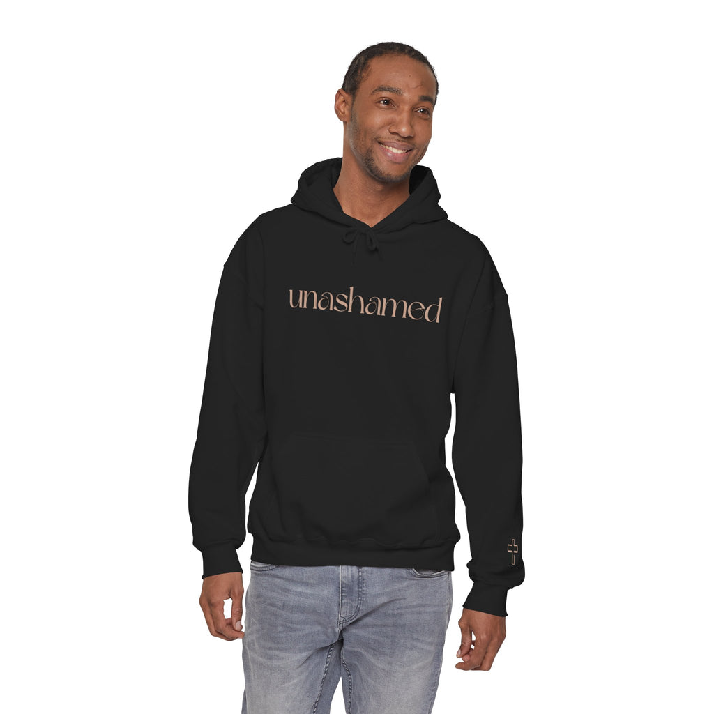 Men & Women Hoodies (Unisex) - I am UNASHAMED beige font