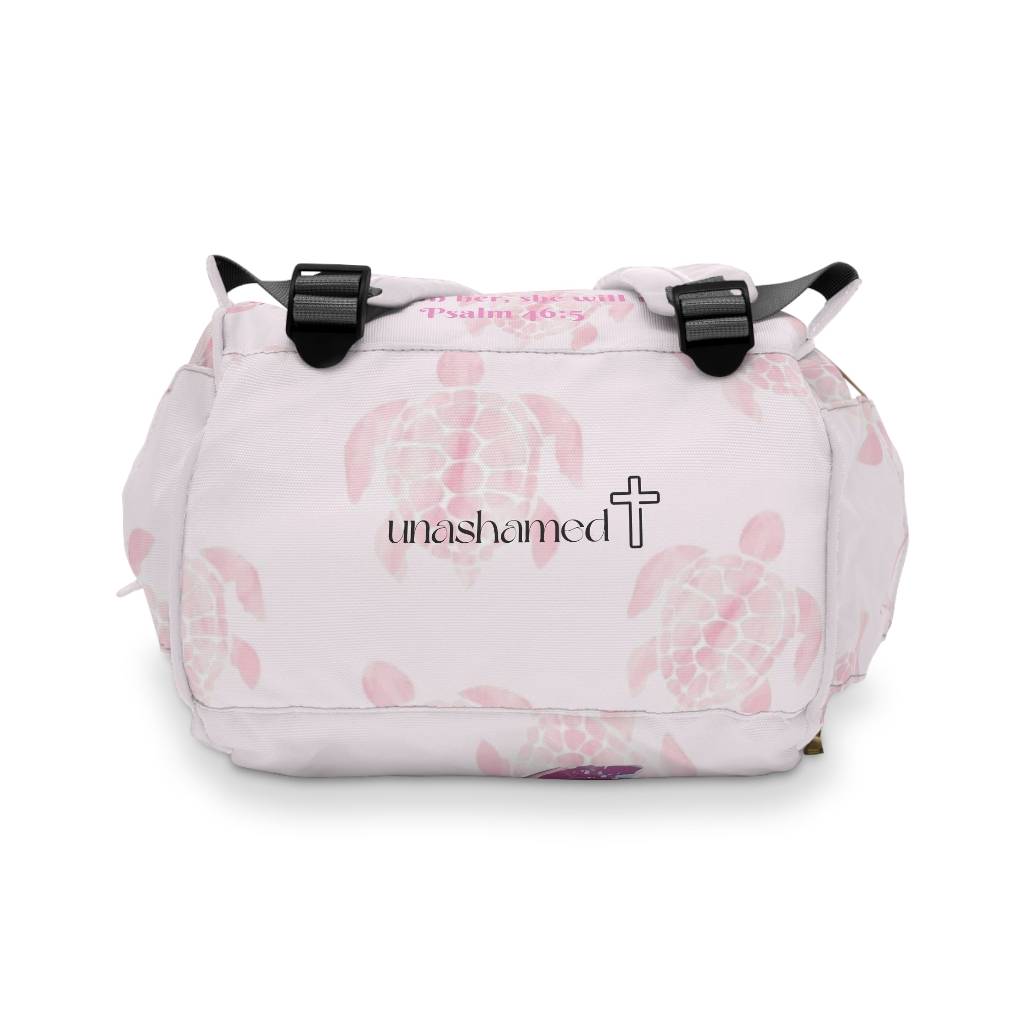 Girls Turtle Baby Diaper Backpack with "Psalm 46:5" Scripture
