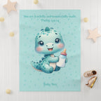 Boys Dinosaur Baby Blanket with "Psalm 139:14" Scripture