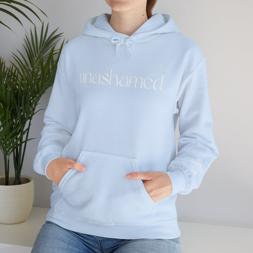 Men & Women Hoodies (Unisex) - I am UNASHAMED white font