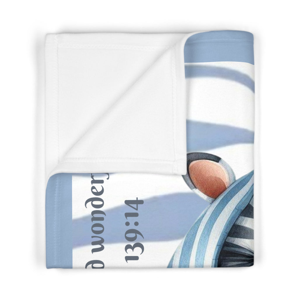 Boys Zebra Baby Blanket with "Psalm 139:14" Scripture