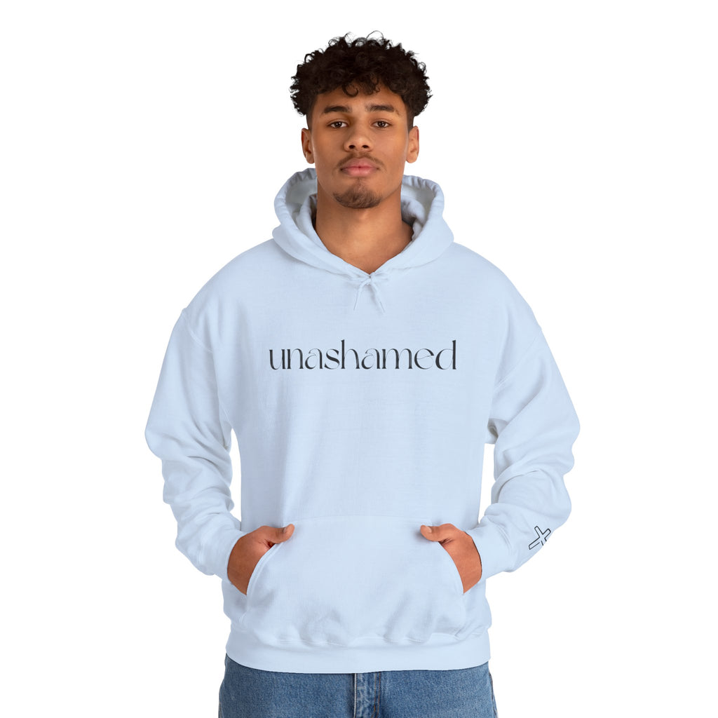 Men & Women Hoodies (Unisex) - I am UNASHAMED black font