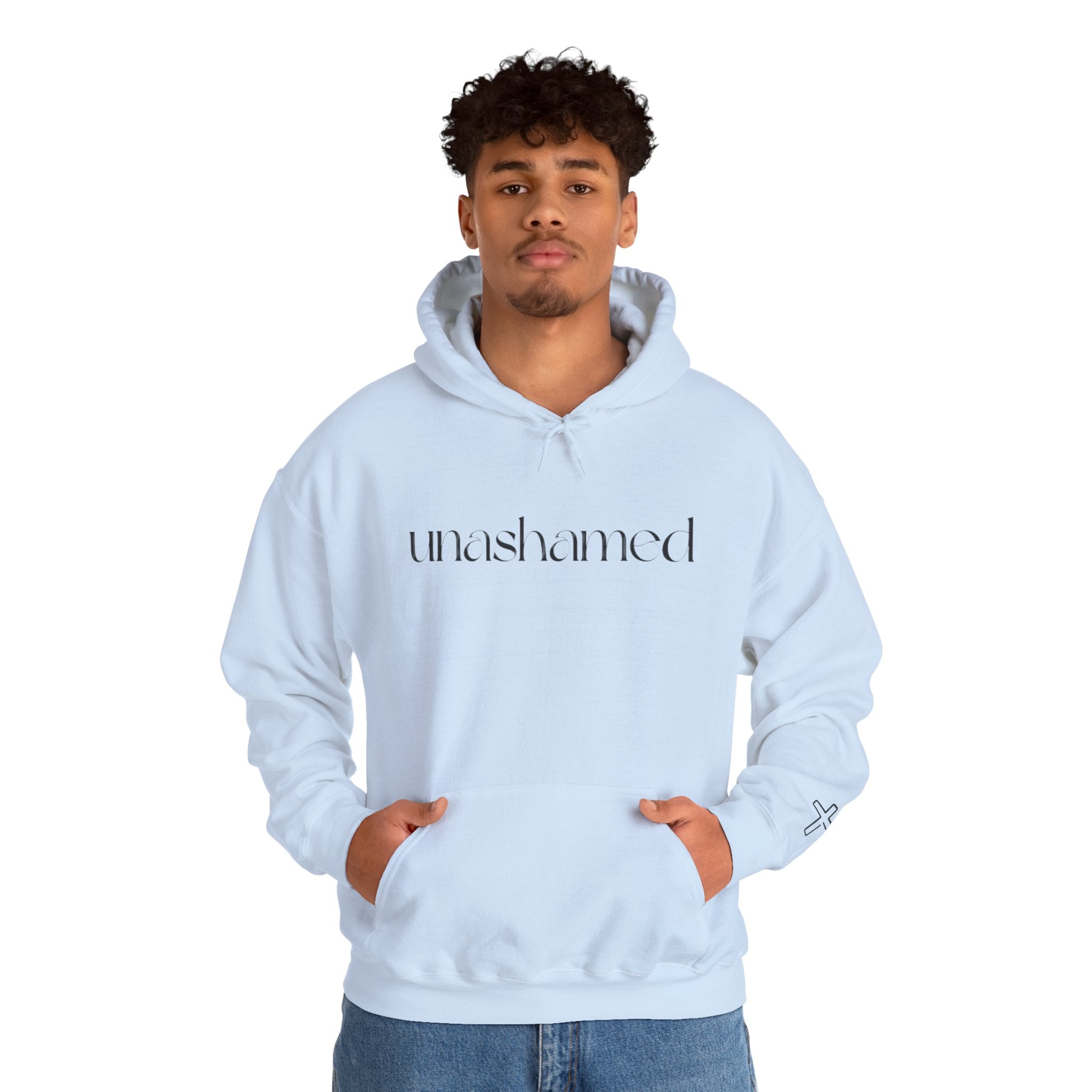 Men & Women Hoodies (Unisex) - I am UNASHAMED black font