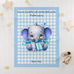 Boys Elephant Baby Blanket with "Psalm 139:14" Scripture