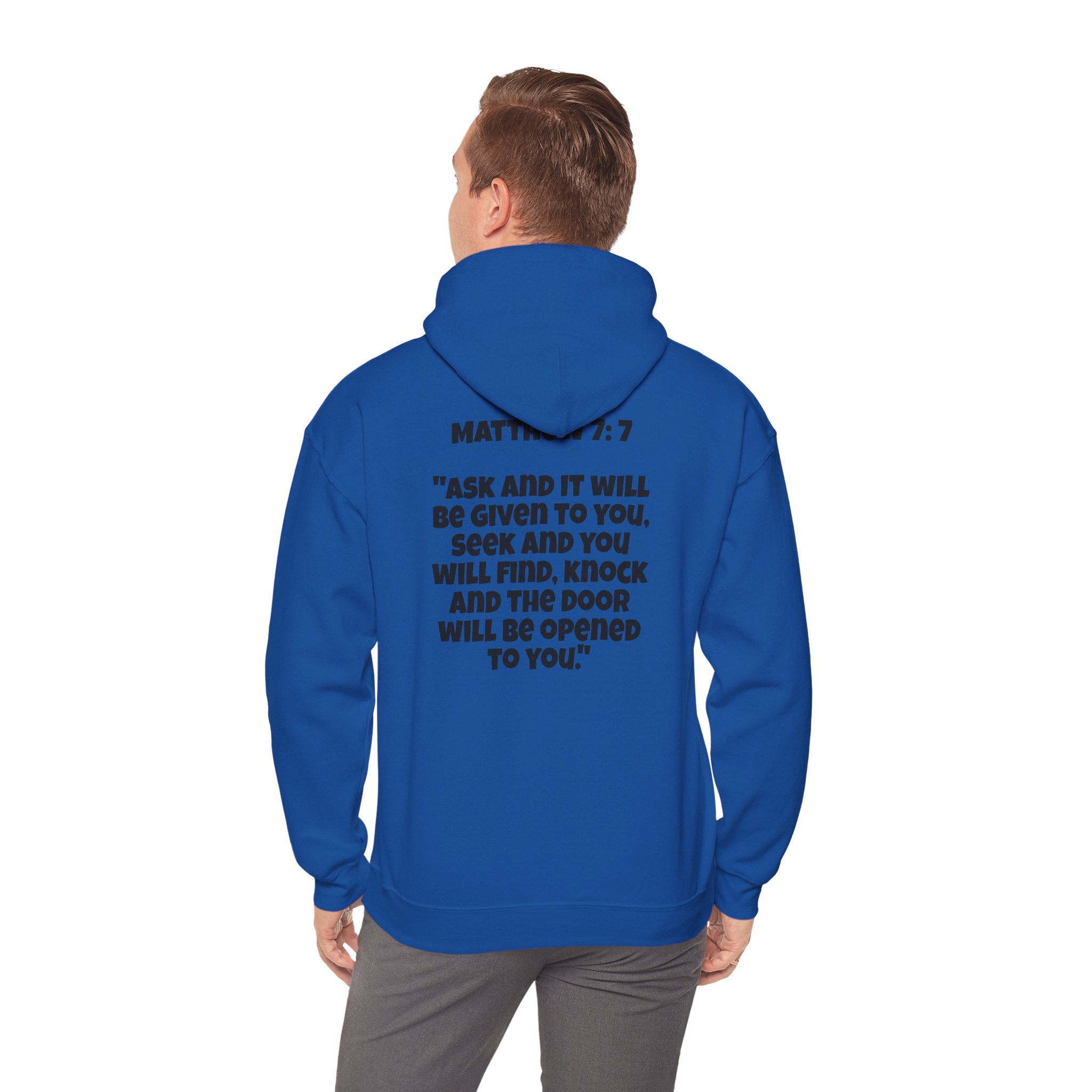 Men & Women Hoodies (Unisex) - Matthew 7:7 Cross Hoodie | Bible Verse Scripture