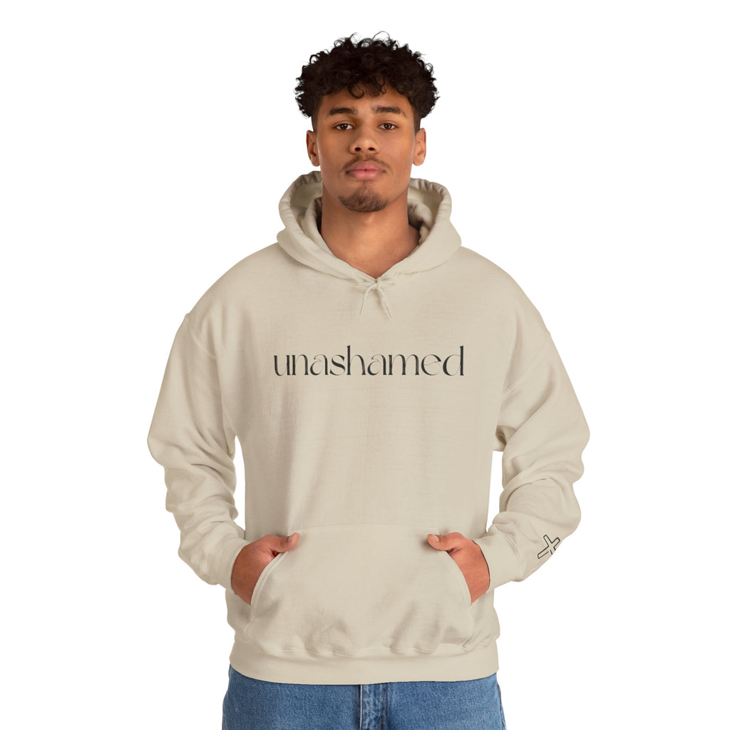 Men & Women Hoodies (Unisex) - I am UNASHAMED black font