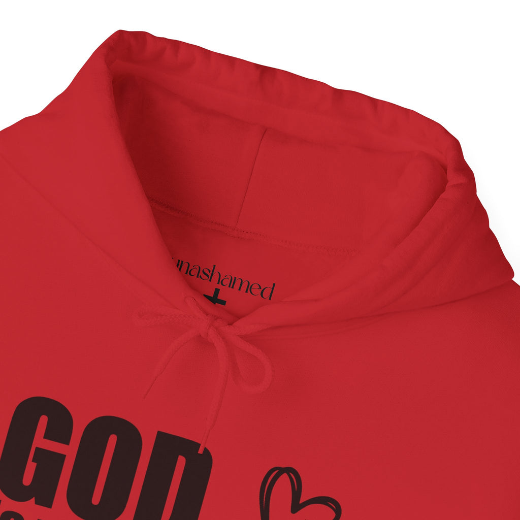God is Within Her Hoodie | Faith Christian Heart Sleeve Design