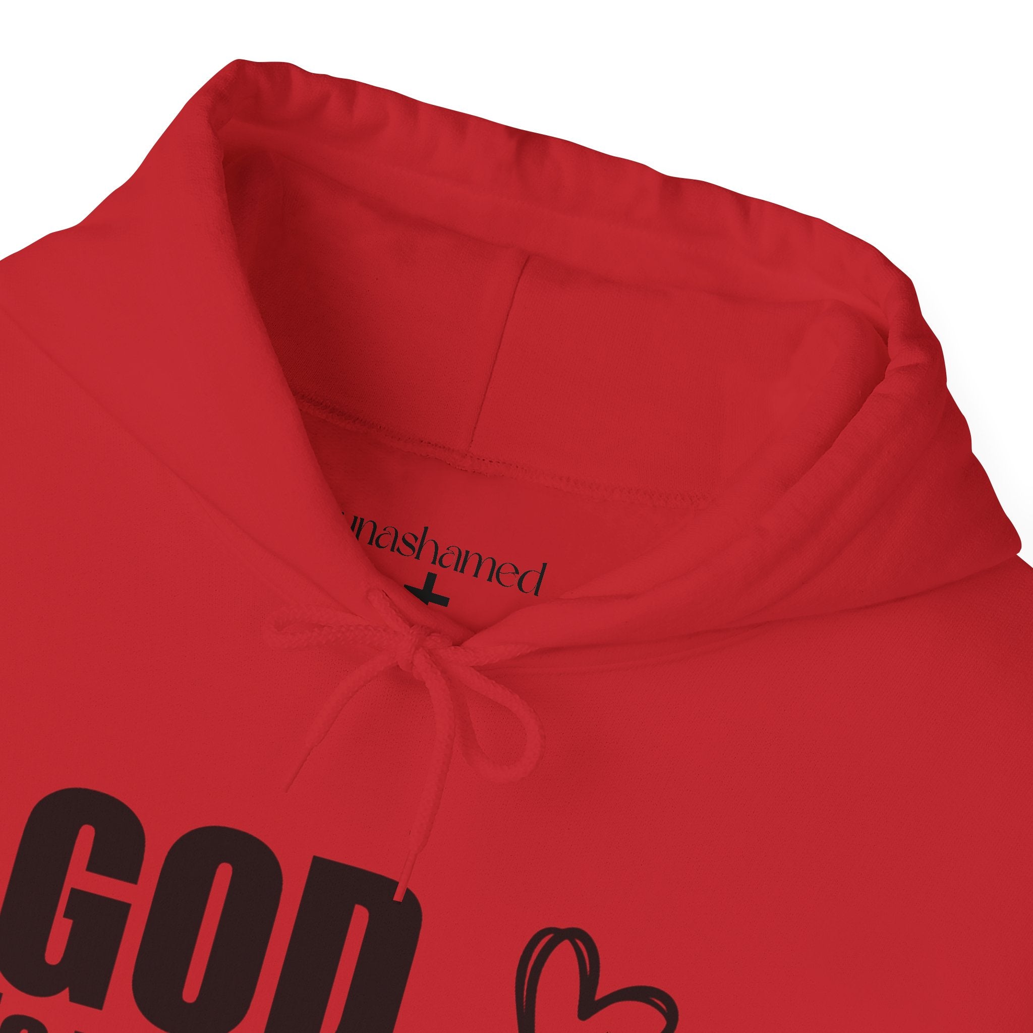 God is Within Her Hoodie | Faith Christian Heart Sleeve Design
