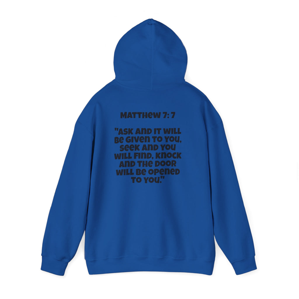 Men & Women Hoodies (Unisex) - Matthew 7:7 Cross Hoodie | Bible Verse Scripture