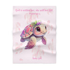 Girls Turtle Baby Blanket with "Psalm 46:5" Scripture