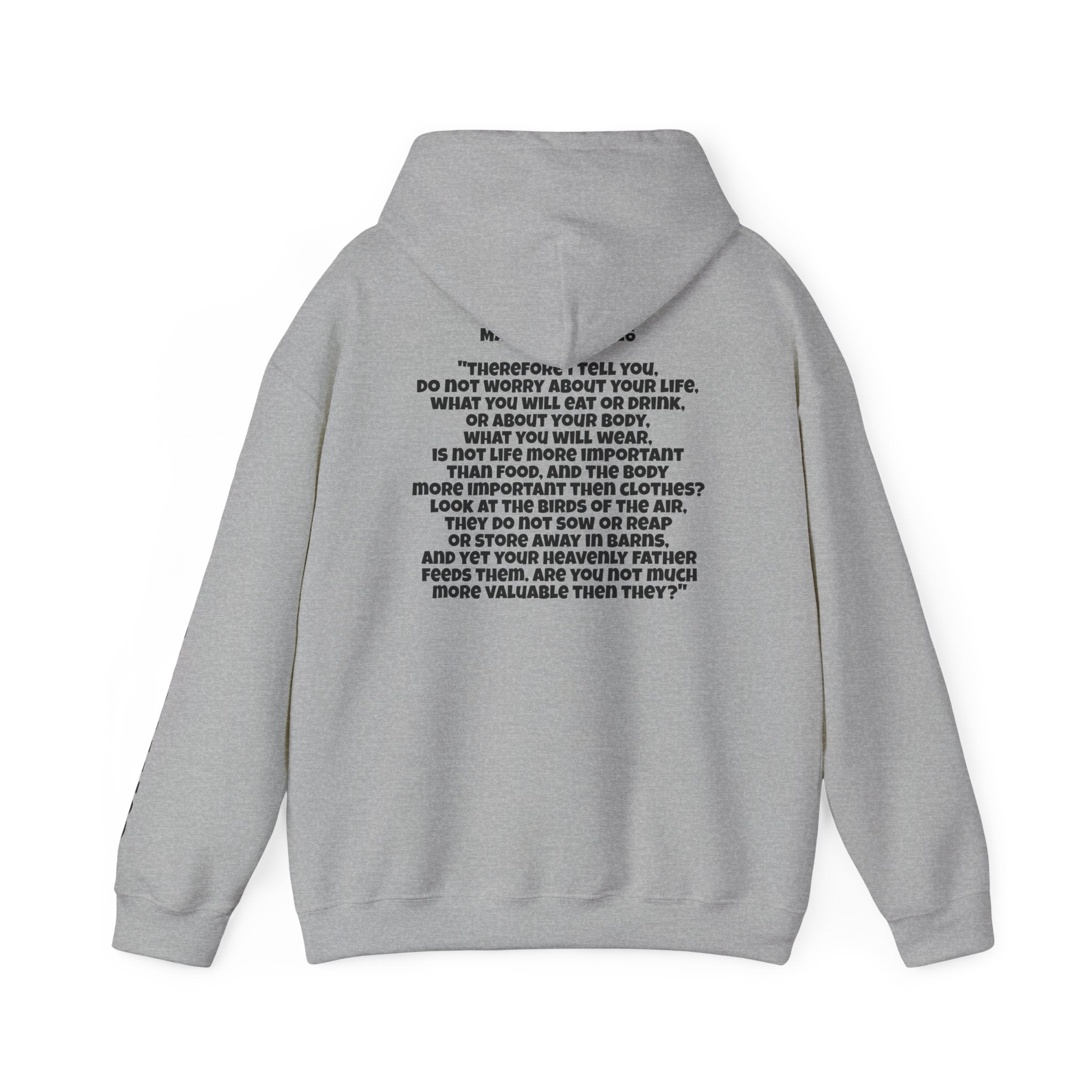 Men & Women Hoodie (Unisex) - Matthew 6: 25-26 Cross Hoodie | Bible Verse Scripture