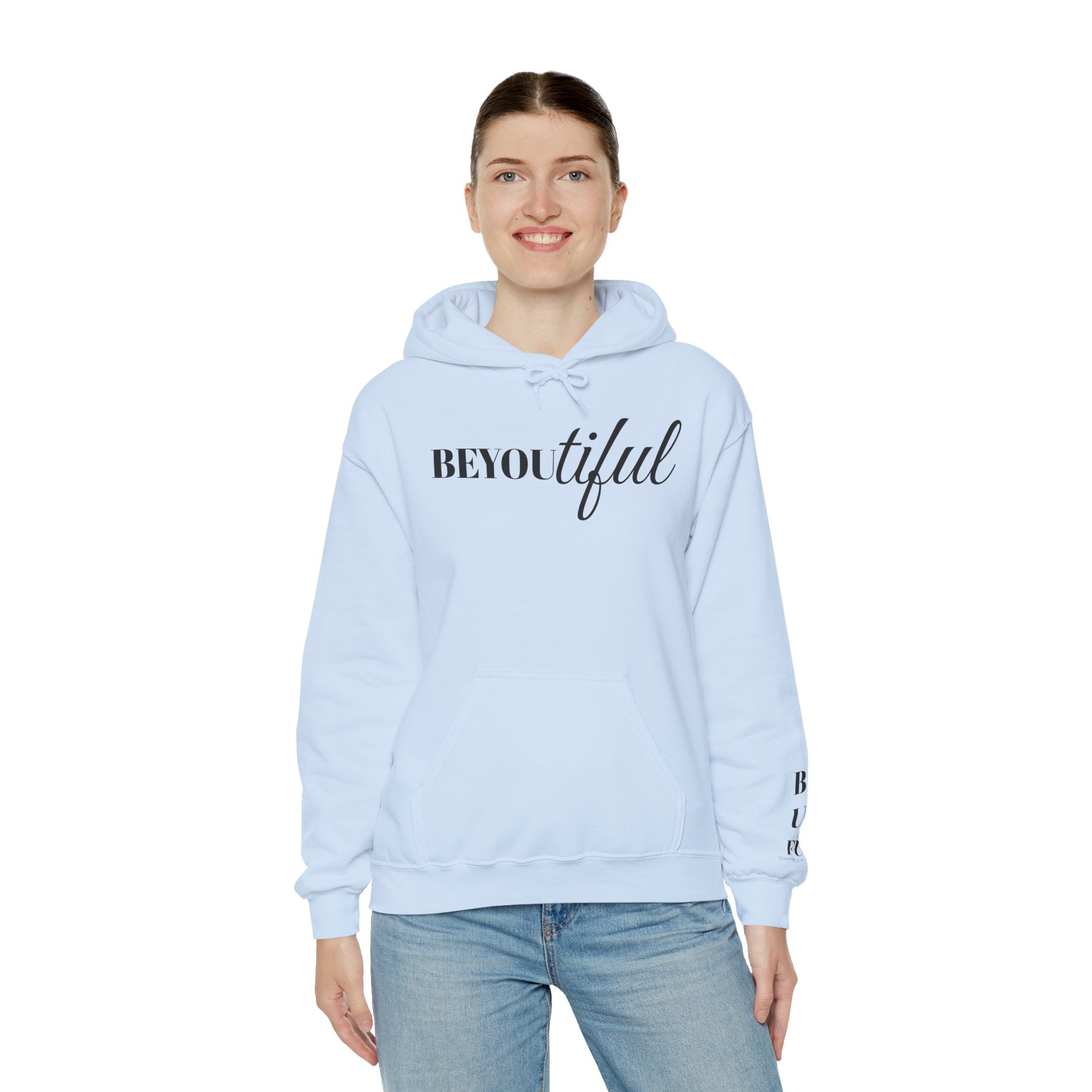 BEYOUtiful Hoodie | Faith Christian Heart Sleeve Design
