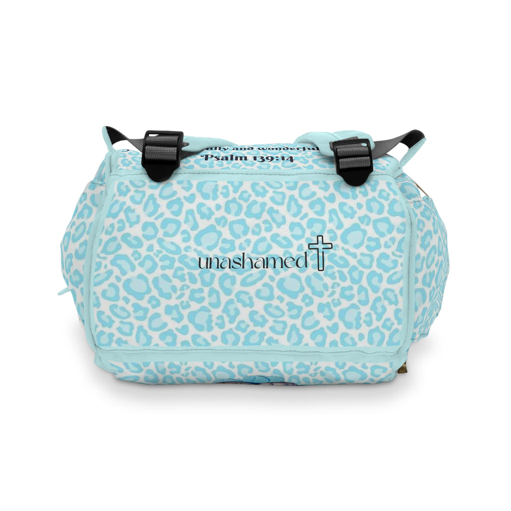Boys Leopard Baby Diaper Backpack with "Psalm 139:14" Scripture