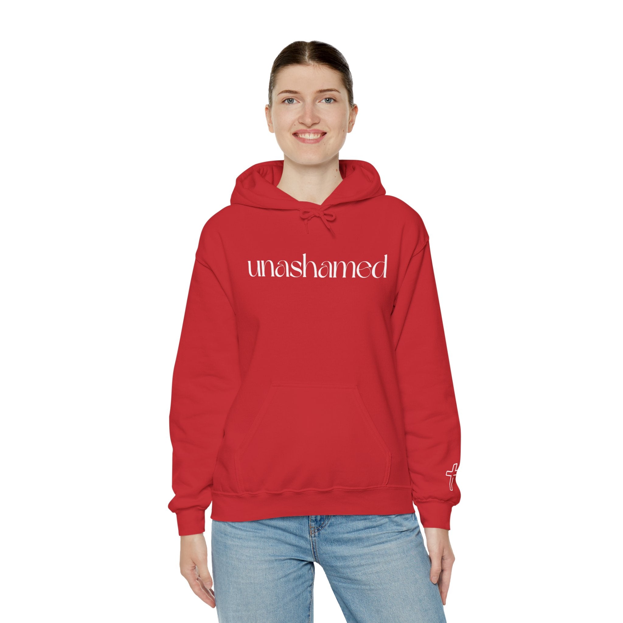Men & Women Hoodies (Unisex) - I am UNASHAMED white font