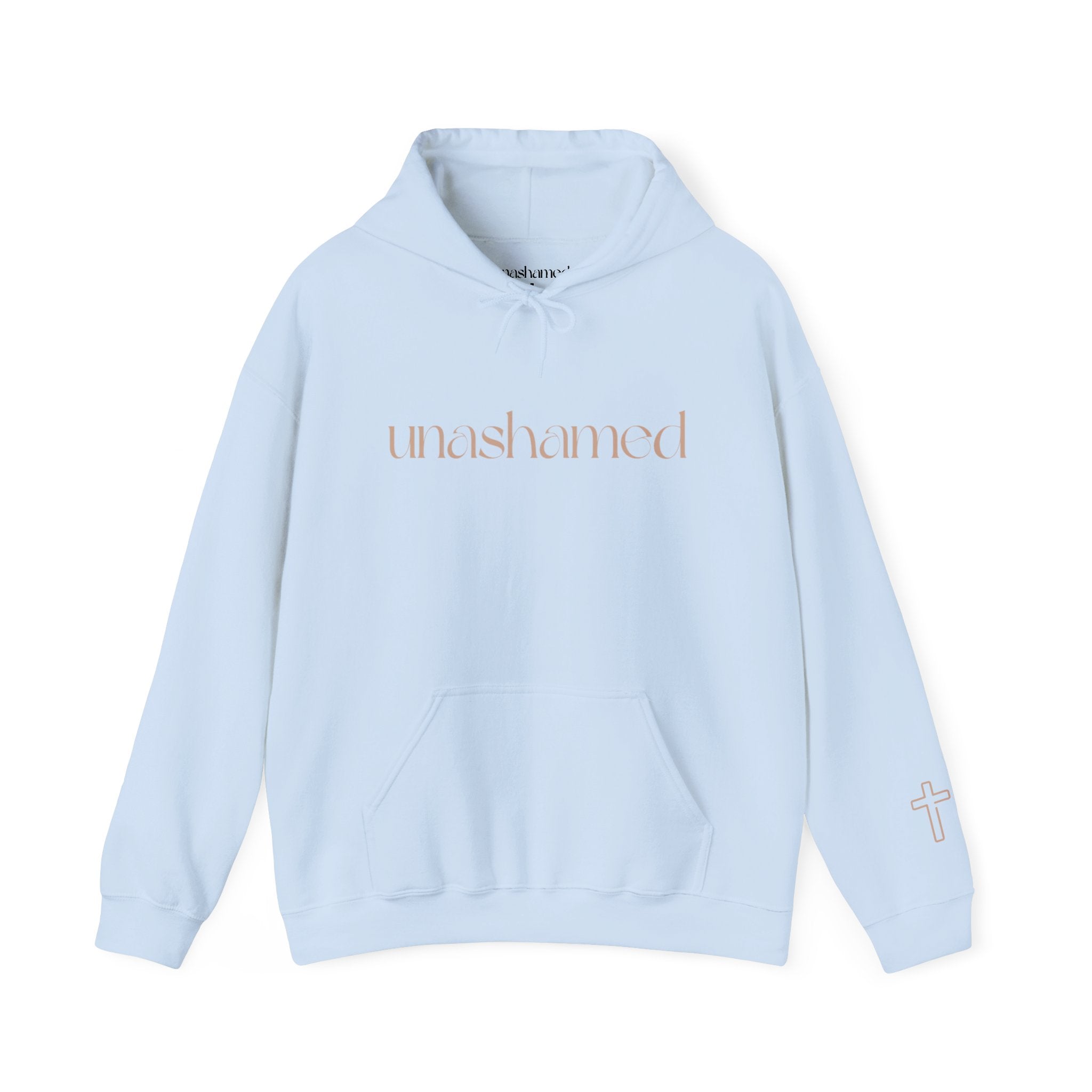 Men & Women Hoodies (Unisex) - I am UNASHAMED beige font