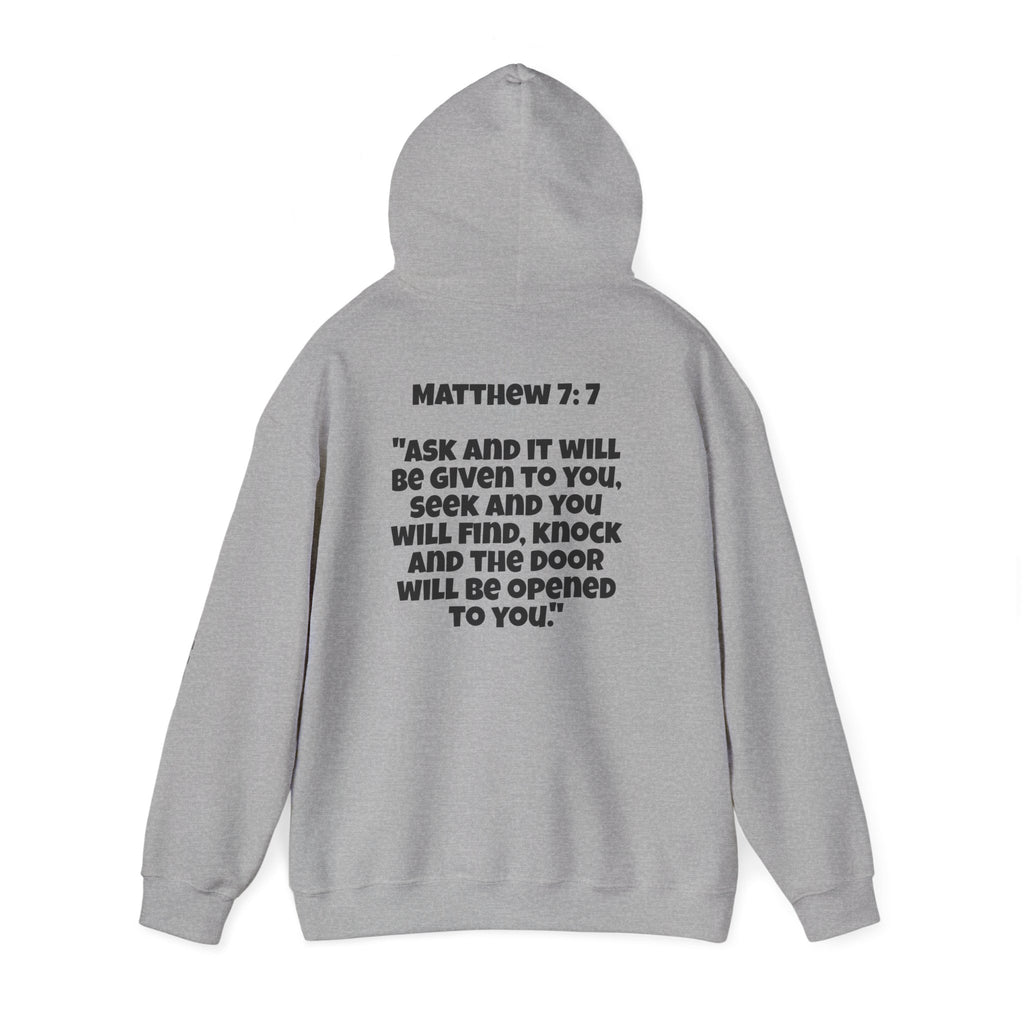 Men & Women Hoodies (Unisex) - Matthew 7:7 Cross Hoodie | Bible Verse Scripture