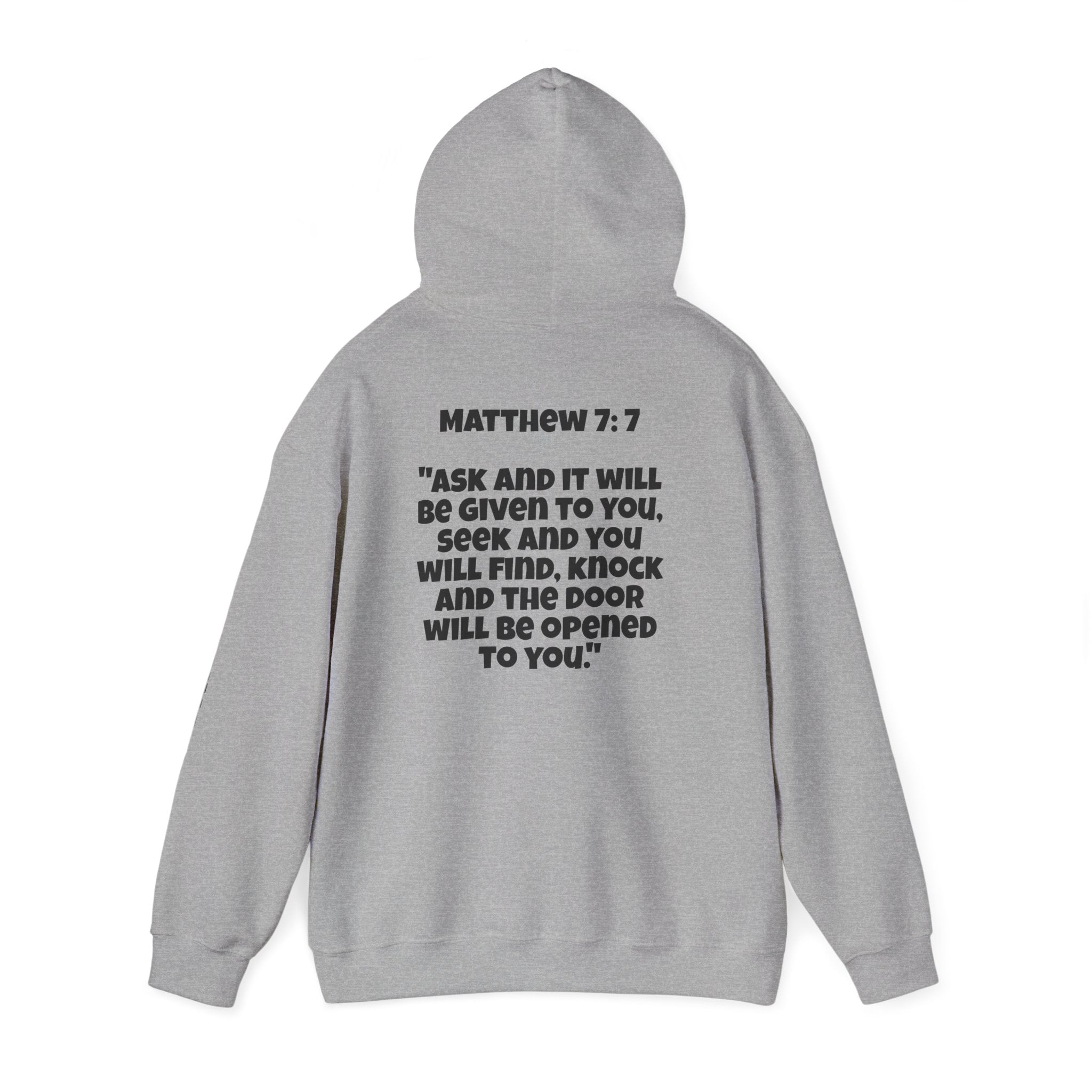Men & Women Hoodies (Unisex) - Matthew 7:7 Cross Hoodie | Bible Verse Scripture