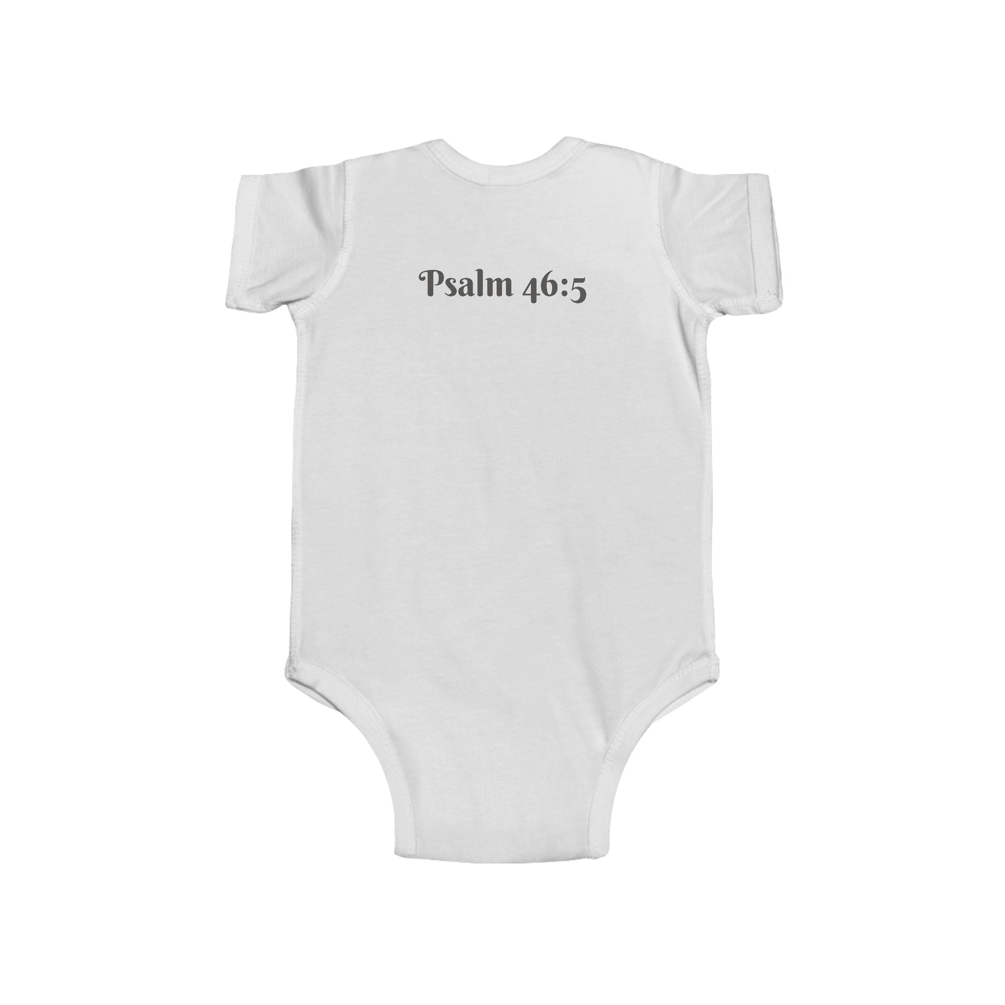 Girls Cow Infant Bodysuit with "Psalm 46:5" Scripture