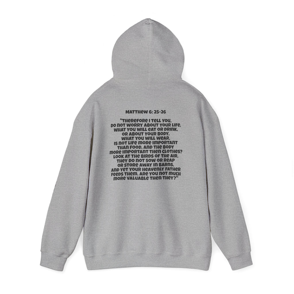 Men & Women Hoodie (Unisex) - Matthew 6: 25-26 Cross Hoodie | Bible Verse Scripture