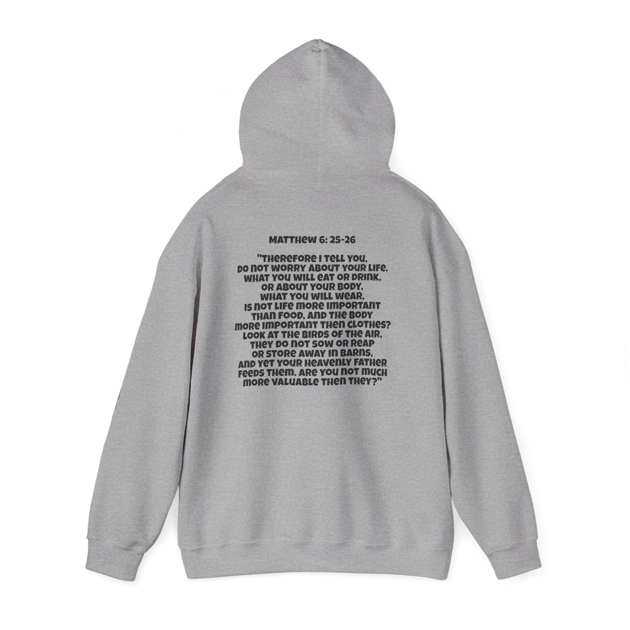 Men & Women Hoodie (Unisex) - Matthew 6: 25-26 Cross Hoodie | Bible Verse Scripture