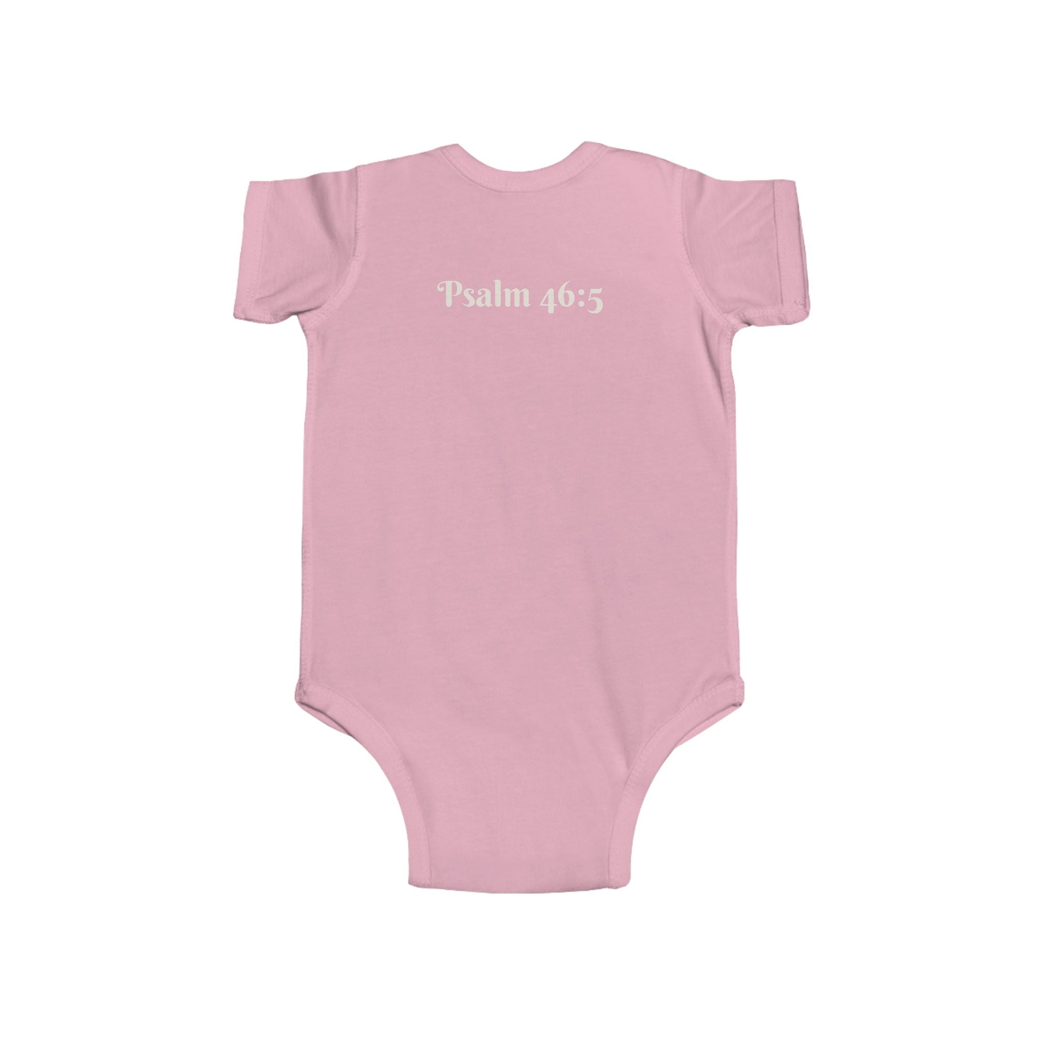 Girls Leopard Infant Bodysuit with "Psalm 46:5" Scripture