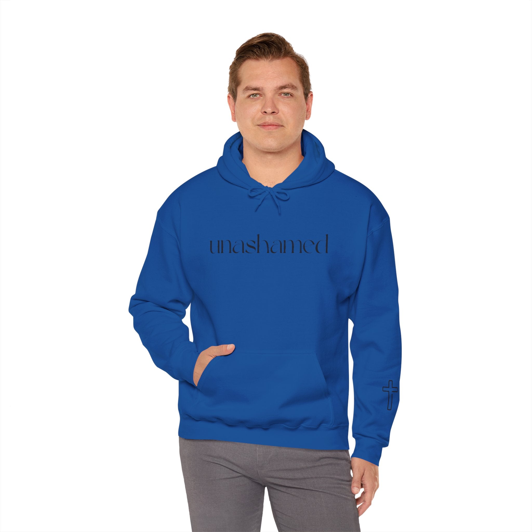 Men & Women Hoodies (Unisex) - I am UNASHAMED black font