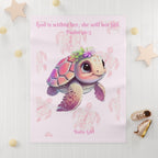 Girls Turtle Baby Blanket with "Psalm 46:5" Scripture