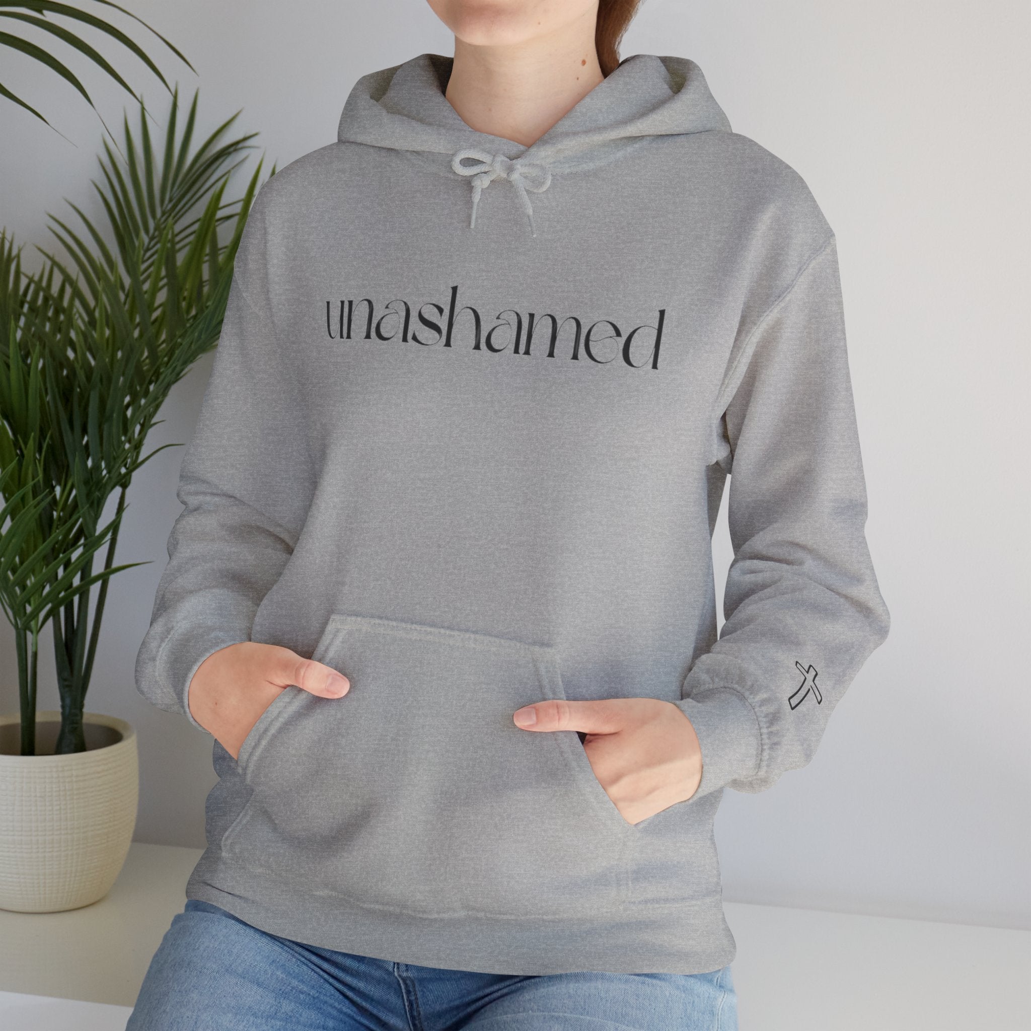 Men & Women Hoodies (Unisex) - I am UNASHAMED black font