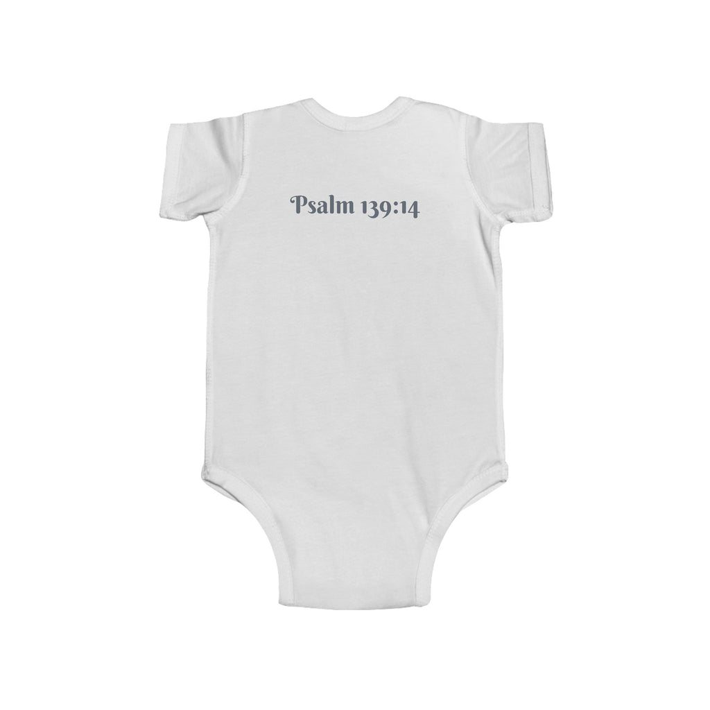 Boys Zebra Infant Bodysuit  with "Psalm 139:14" Scripture
