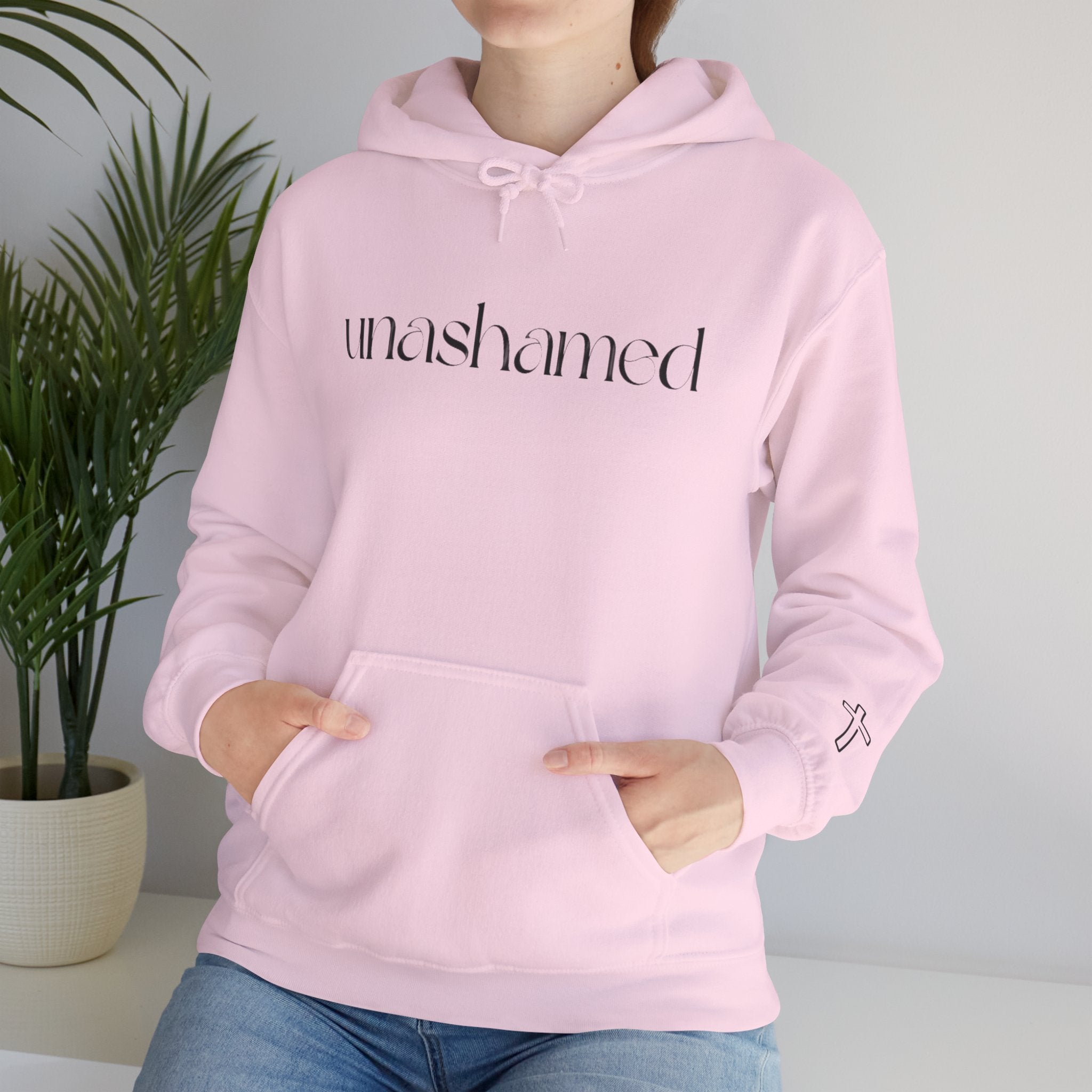 Men & Women Hoodies (Unisex) - I am UNASHAMED black font