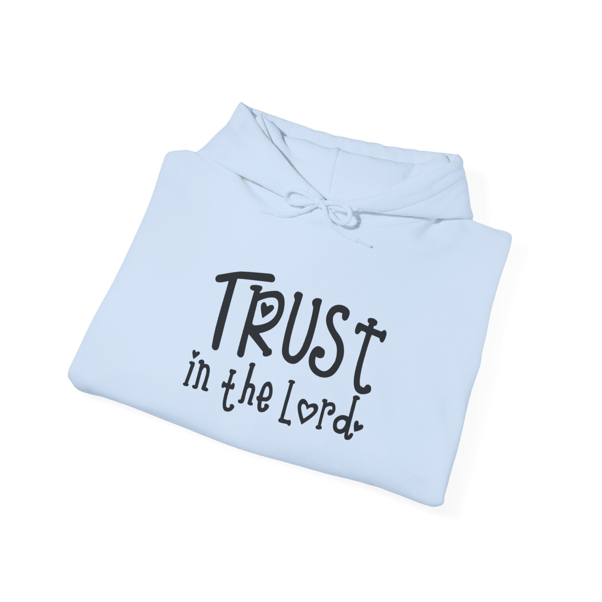 Trust in the Lord Hoodie | Faith Christian Heart Sleeve Design