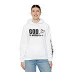 God is Within Her Hoodie | Faith Christian Heart Sleeve Design
