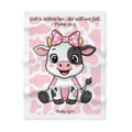 Girls Cow Baby Blanket with "Psalm 46:5" Scripture