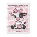Girls Cow Baby Blanket with "Psalm 46:5" Scripture