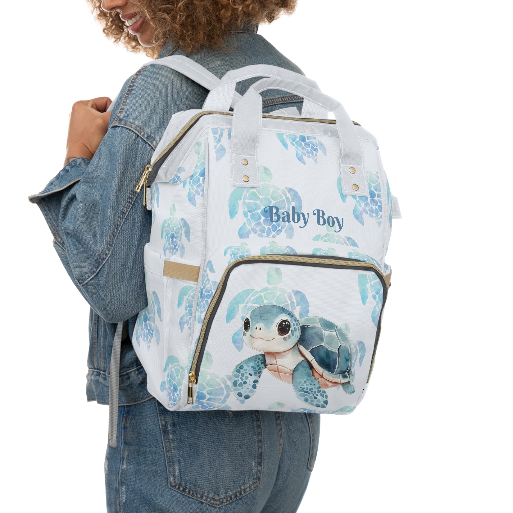 Boys Turtle Baby Diaper Backpack with "Psalm 139:14" Scripture