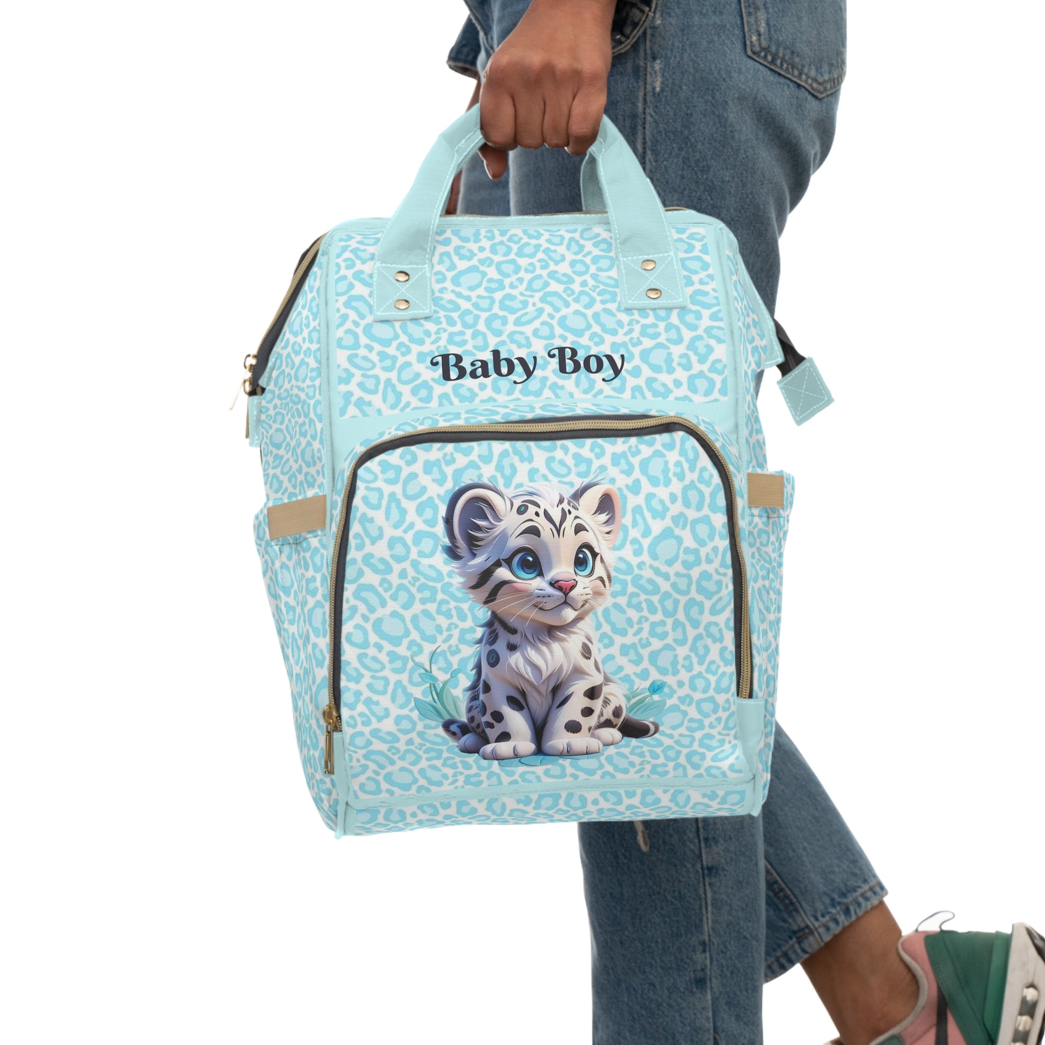 Boys Leopard Baby Diaper Backpack with "Psalm 139:14" Scripture