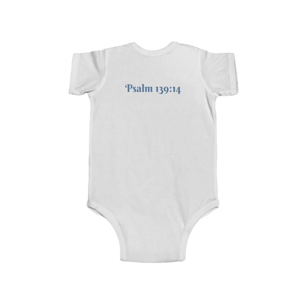 Boys Bear Infant Bodysuit  with "Psalm 139:14" Scripture
