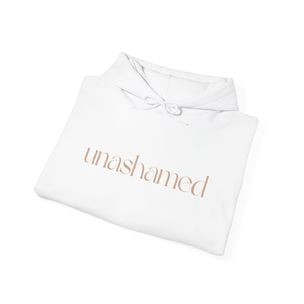 Men & Women Hoodies (Unisex) - I am UNASHAMED beige font