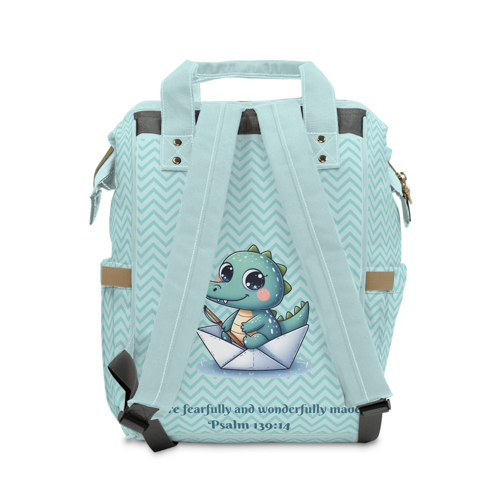 Boys Crocodile Baby Diaper Backpack with "Psalm 139:14" Scripture