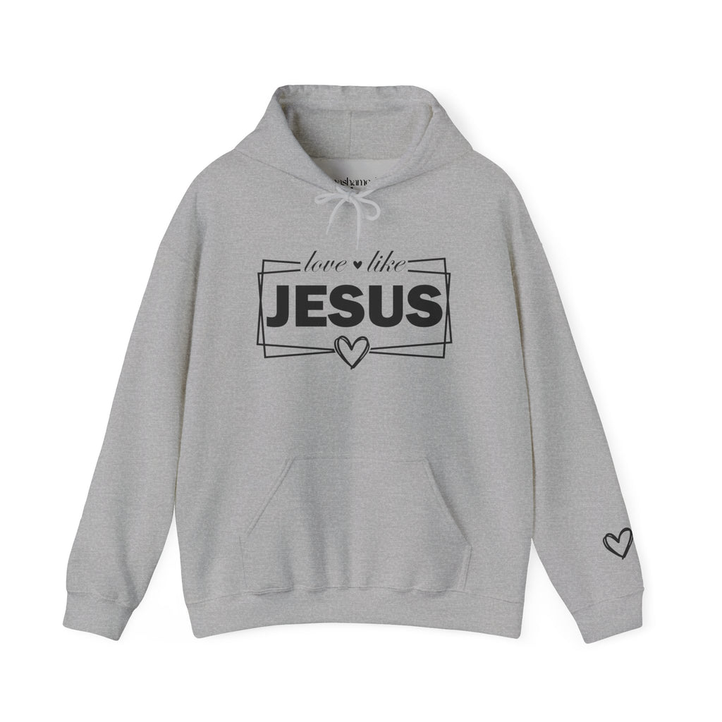 Love like Jesus Hoodie | Faith Christian Heart Sleeve Design