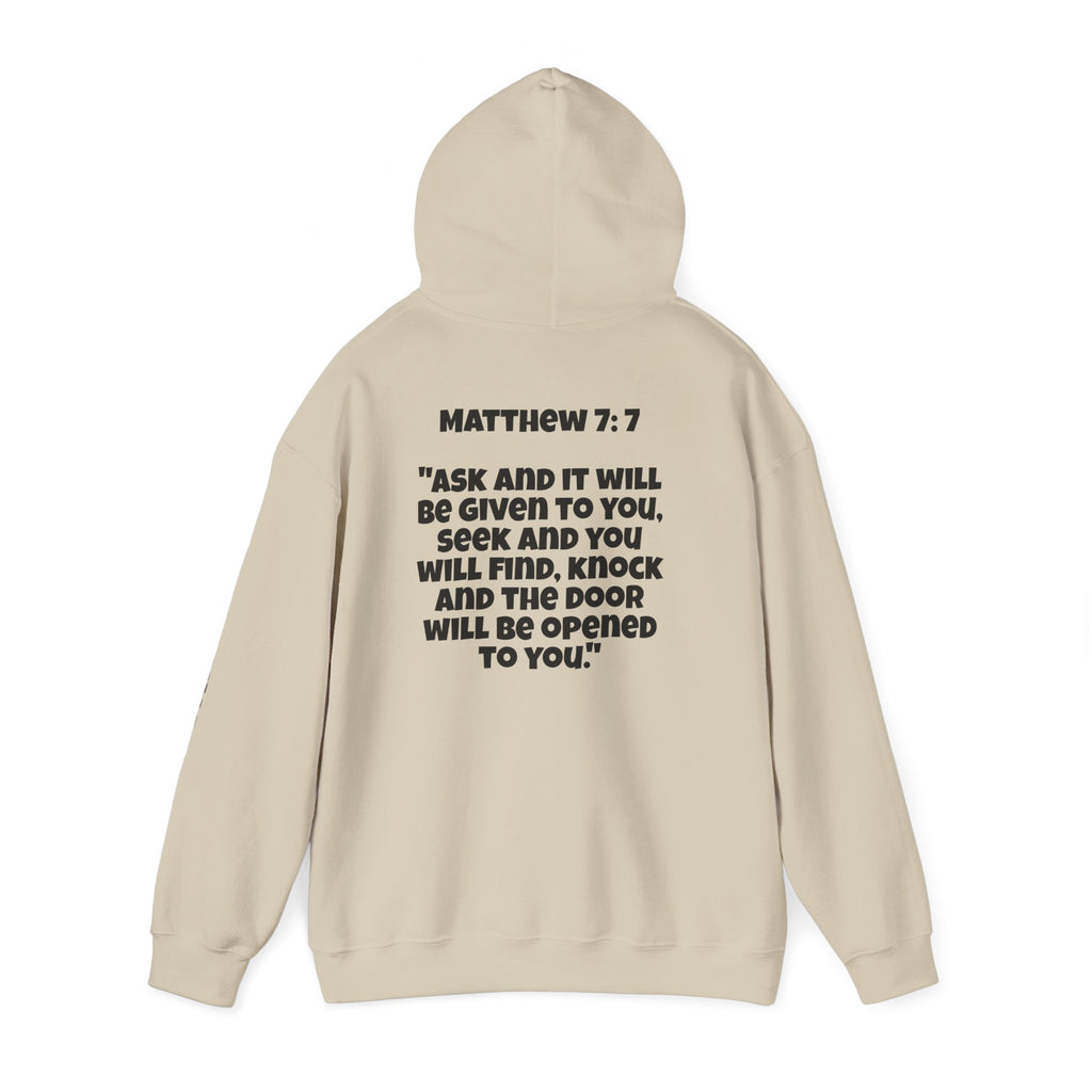 Men & Women Hoodies (Unisex) - Matthew 7:7 Cross Hoodie | Bible Verse Scripture