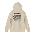 Men & Women Hoodies (Unisex) - Matthew 7:7 Cross Hoodie | Bible Verse Scripture