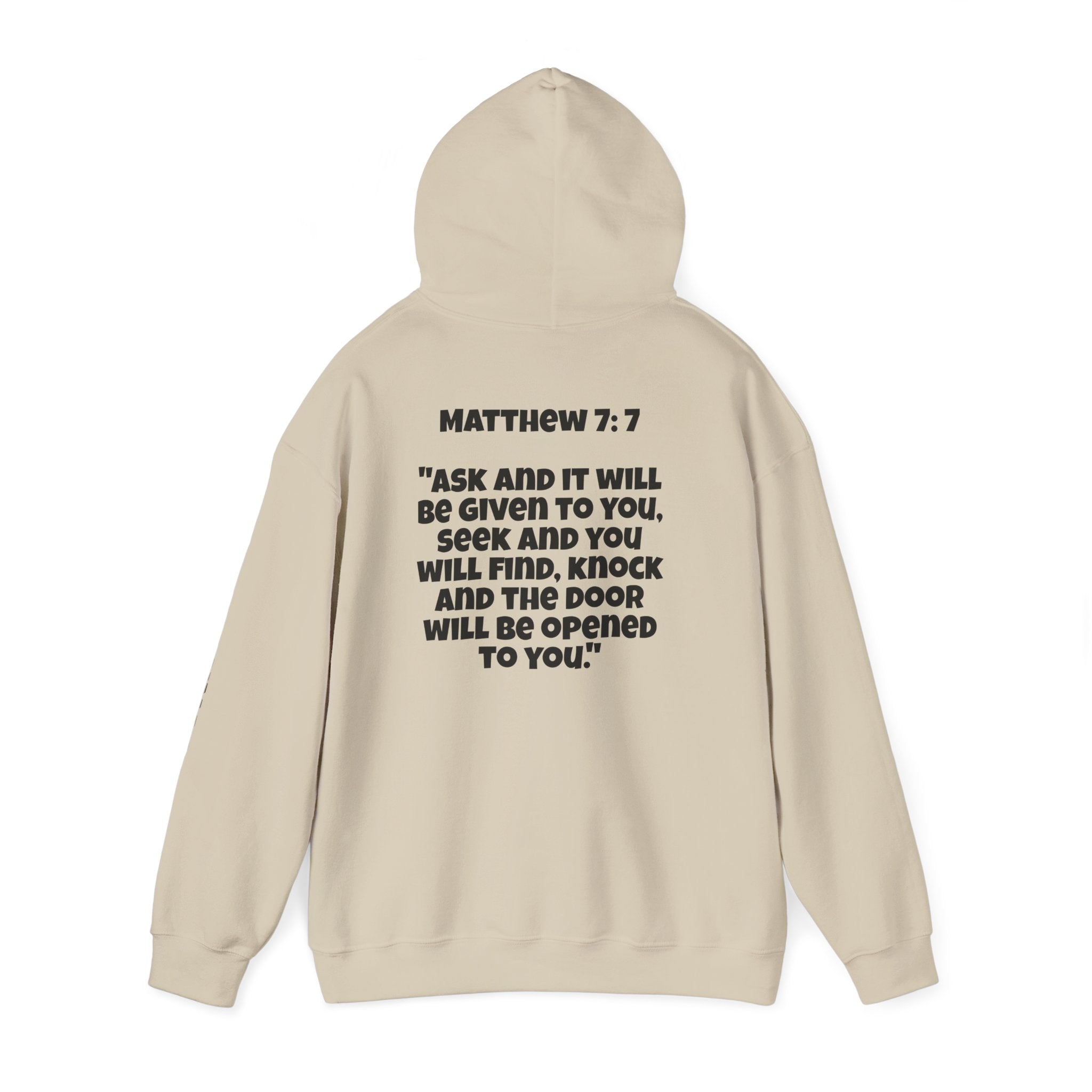 Men & Women Hoodies (Unisex) - Matthew 7:7 Cross Hoodie | Bible Verse Scripture