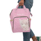 Girls Leopard Baby Diaper Backpack with "Psalm 46:5" Scripture