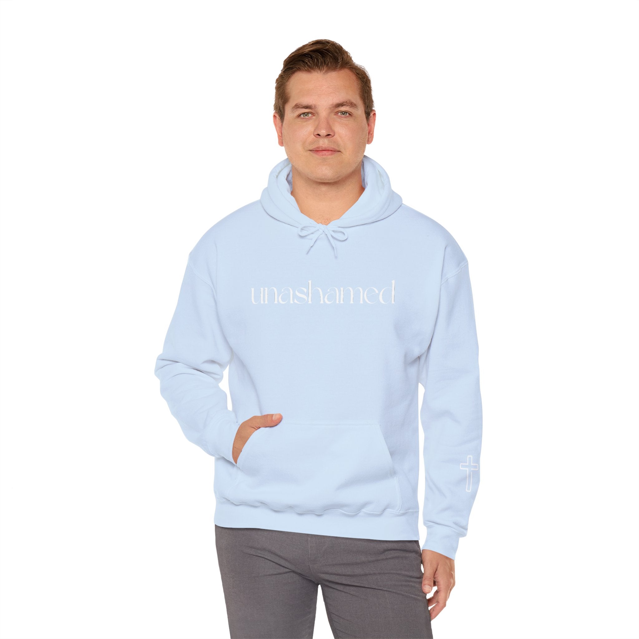 Men & Women Hoodies (Unisex) - I am UNASHAMED white font