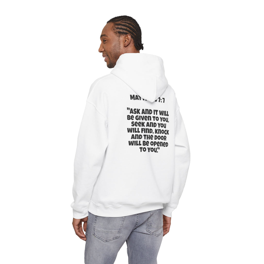 Men & Women Hoodies (Unisex) - Matthew 7:7 Cross Hoodie | Bible Verse Scripture