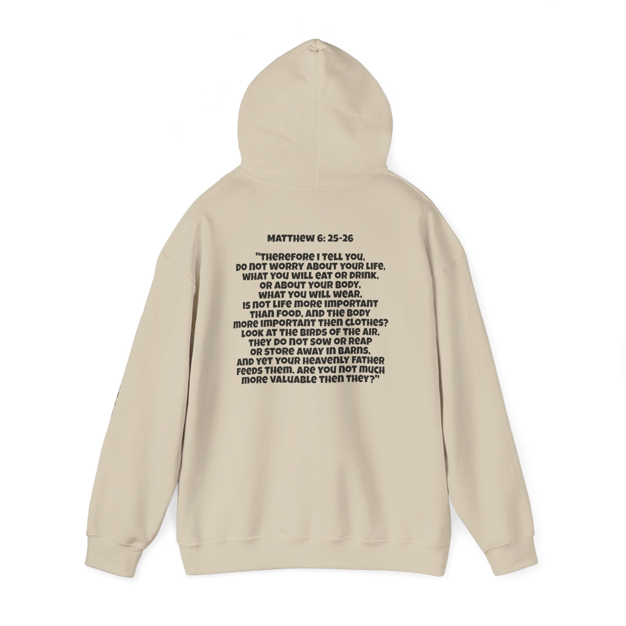 Men & Women Hoodie (Unisex) - Matthew 6: 25-26 Cross Hoodie | Bible Verse Scripture